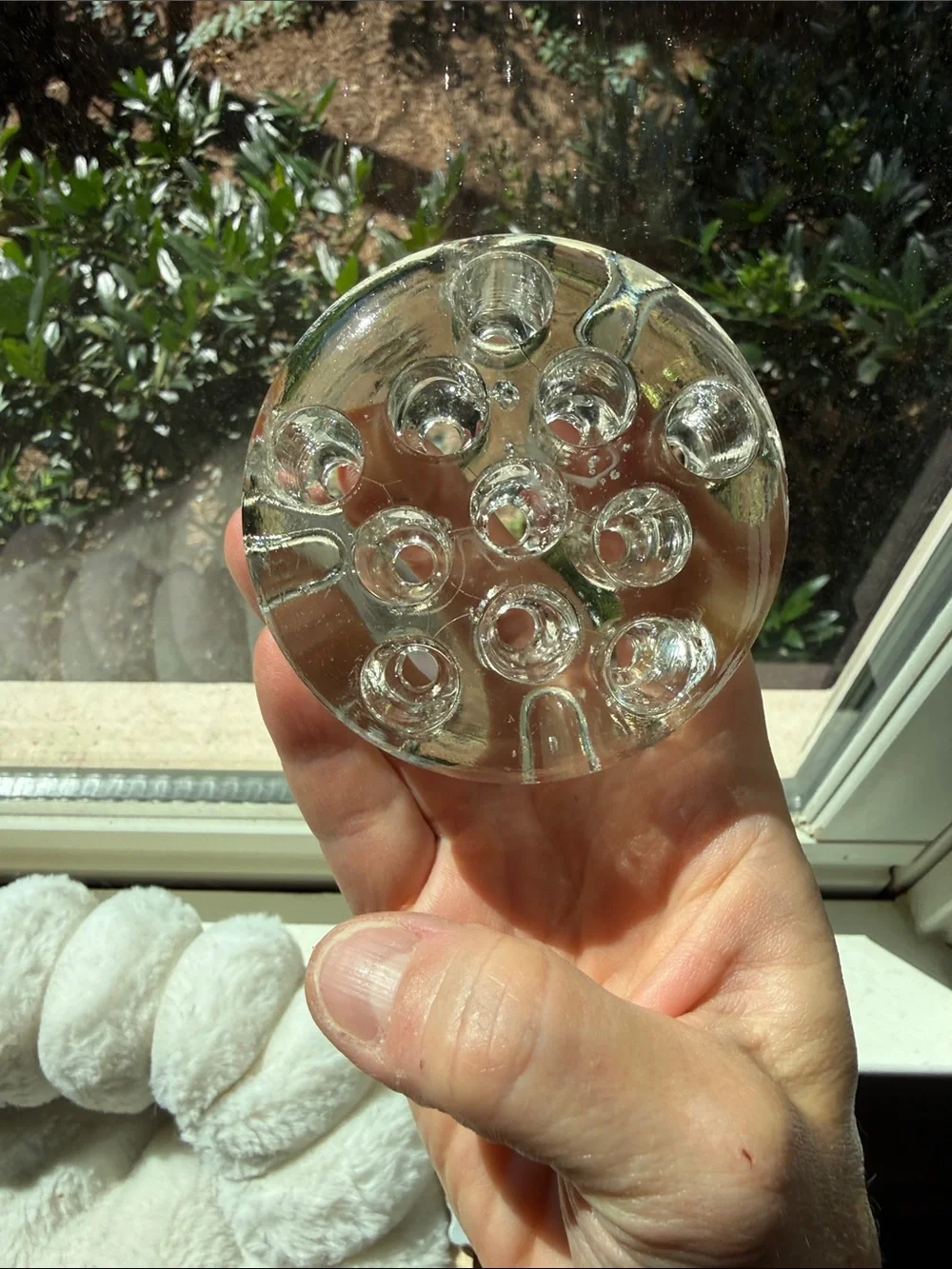 Clear vintage Glass Flower Frog Stem Holder - Home Bath